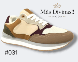 zapatilla beige con diseño clásico