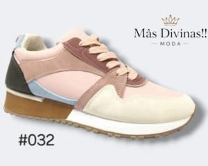 zapatilla beige y rosa